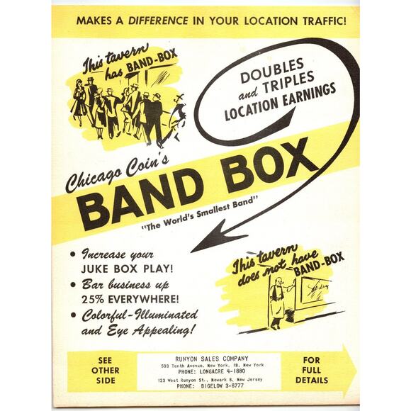 1952 Chicago Coin Band Box Flyer Vintage Jukebox Music Promo Ephemera - Picture 2 of 2